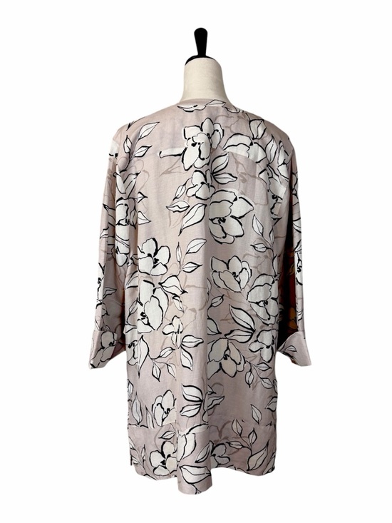 J.Jill Linen Blend Tunic Top Size Large New Tan White Minimalist Long Sleeves - Picture 4 of 12